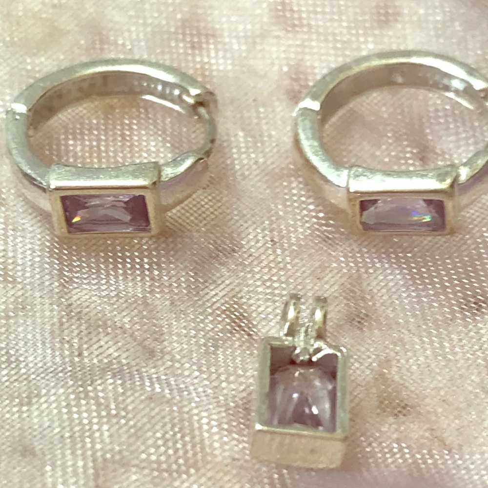 💘🔮light amethyst silver earrings and pendant set